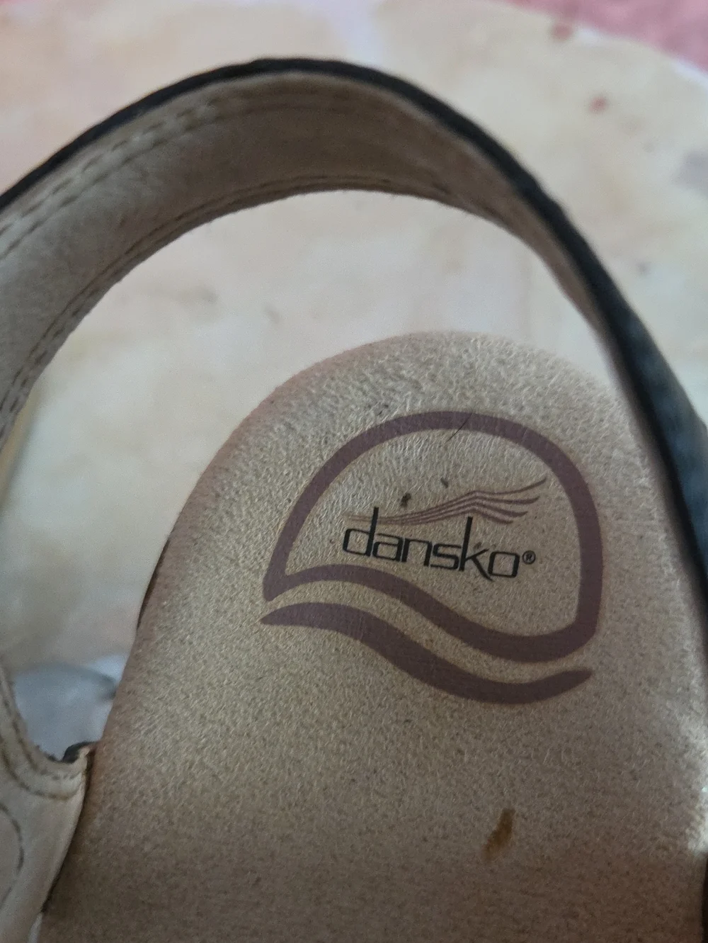 Dansko Black Leather Wedge Sandals